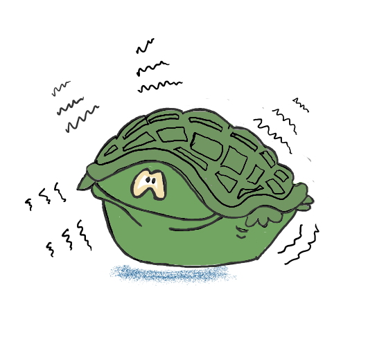 cartoon of a tortoise with it's head in its shell